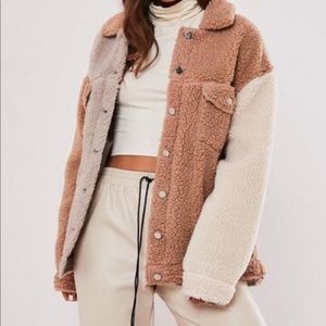 Missguided colorblock borg trucker jacket
